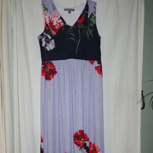 Kate & Mallory Long Dress Floral Small Modest V-Neck Maxi NWT